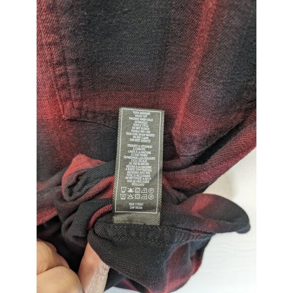 7 For All Mankind Red Black Buffalo Plaid Snap Button Long Sleeve Shirt Large - Picture 8 of 8